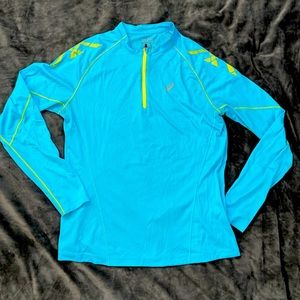 ASICS half zip yellow and turquoise light weight top
